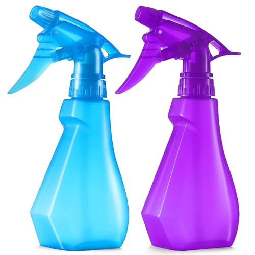 12oz Plastic Spray Bottles - 2 Pack Multi-Purpose Refillable Water Spray for Hair, Plants, Cleaning & Grilling