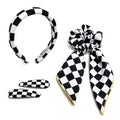 PMAIHNAS Racing Checkered Flag Women's 4-Piece Hair Accessory Set
