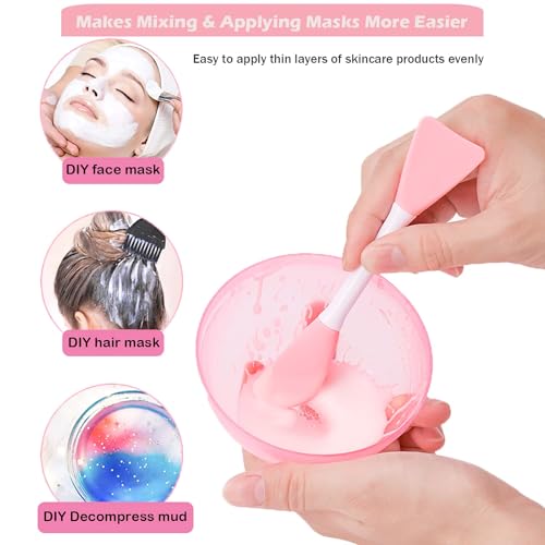 RamPula Silicone Face Mask Brush Set - Blue & Pink Flexible Makeup & Skincare Applicators