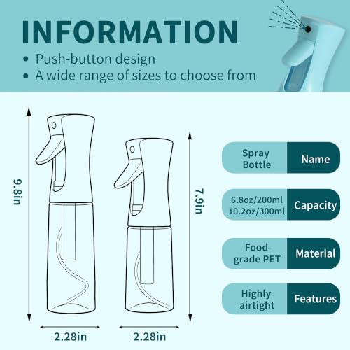 Continuous Spray Bottle for Hair - Ultra Fine Mist Water Sprayer