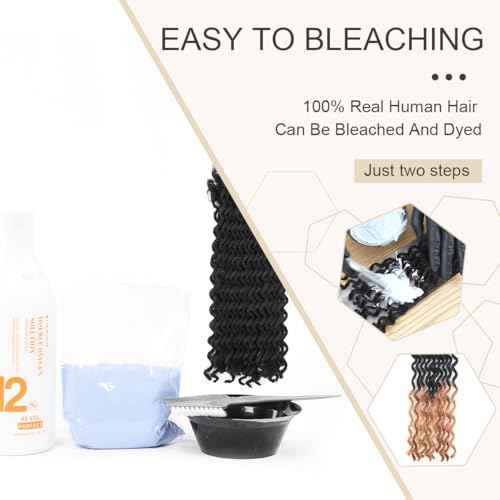 DAIXI Curly Wave Loc Extensions Human Hair, 100% Real Human Hair Dreadlock Extensions for Man/Women Handmade Permanent Dread Extensions Can Be Dyed Bleached Twisted (0.4cm, 1B, 12 Inch 20 Strands)