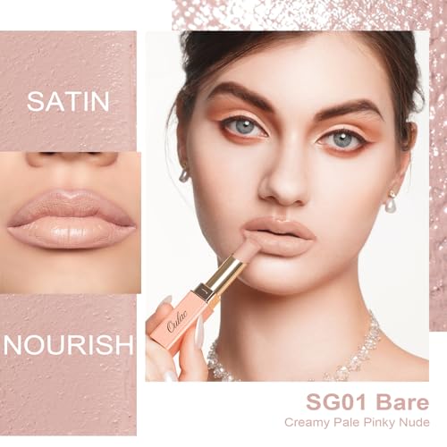 Oulac Beige Matte Lipstick – Hydrating Satin Finish, Full Coverage
