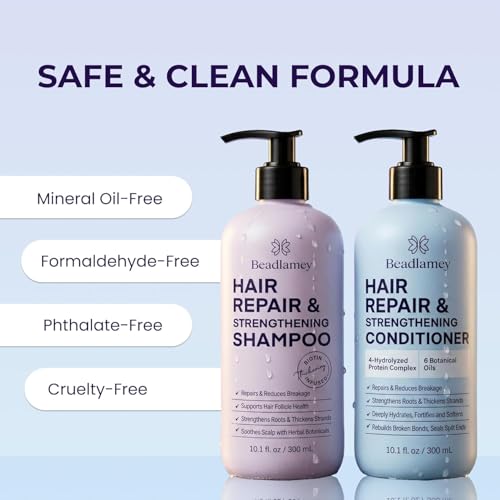 Biotin Shampoo & Conditioner Set - Repair Damaged Hair, 10.1 FL OZ