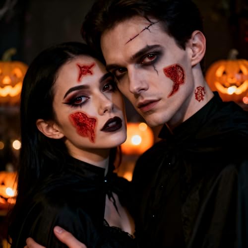 Horror Temporary Tattoo Stickers - Zombie Scars & Blood (10-Pack)