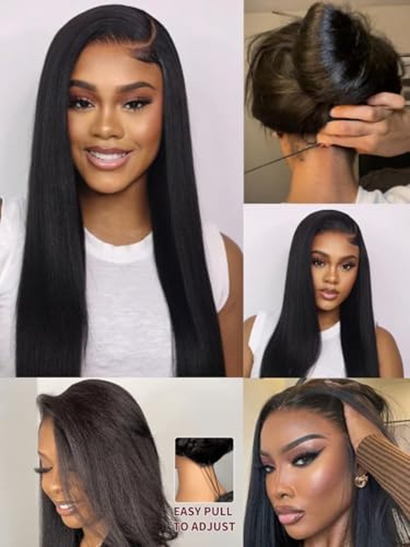 UNICE 18" Yaki Straight Glueless Lace Front Wig - 7x5 HD Lace, Pre Plucked
