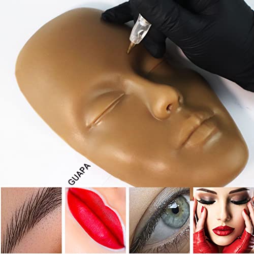 3d Practice Face Hyper Realistic Premium Silicone Skin Tattoo Permanent Makeup Practice Skin Full Face Silicone Practice Skin Mannequin (Light Tone)