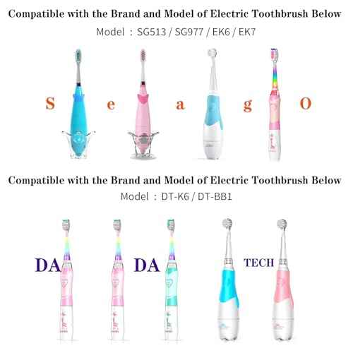 Compatible with Seago SG513/SG977/SGEK6/DT-K6 Electric Toothbrush Replacement Brush Heads,for Seago Kids Electric Toothbrush 3+Years with dust Cover,10 Pack (Pink, Medium)