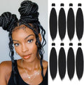 16 Inch Pre-Stretched Black Braiding Hair Extensions - 8 Packs
