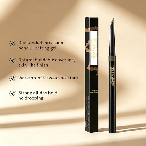 BEUKING Waterproof Dual-Ended Brow Pencil & Gel for Natural & Long-Lasting Eyebrows