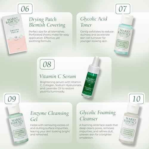 A Little Bit of Mario 10-Piece Skincare Kit ? Vitamin C Serum, Glycolic Acid Toner, Hyaluronic Dew Cream, Collagen Mask, HOCI Spray & Cleanser ? Brightening, Anti-Aging & Hydration ? Travel & Gift Set
