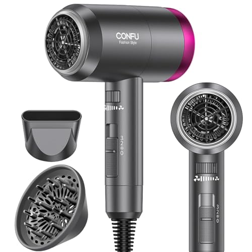 CONFU 1600W Ionic Hair Dryer with Diffuser & Concentrator