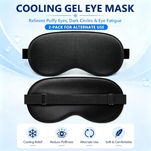 Cooling Gel Eye Mask for Migraines & Puffy Eyes (2-Pack)