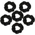 Ivyu Black Silk Satin Scrunchies - Pack of 6, 8 Pieces (2 Free) Hair