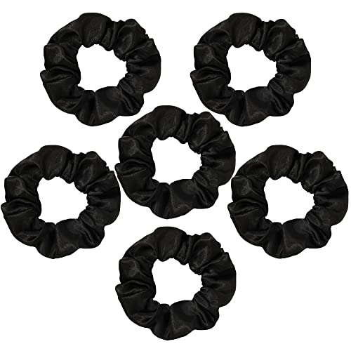 Ivyu Black Silk Satin Scrunchies - Pack of 6, 8 Pieces (2 Free) Hair