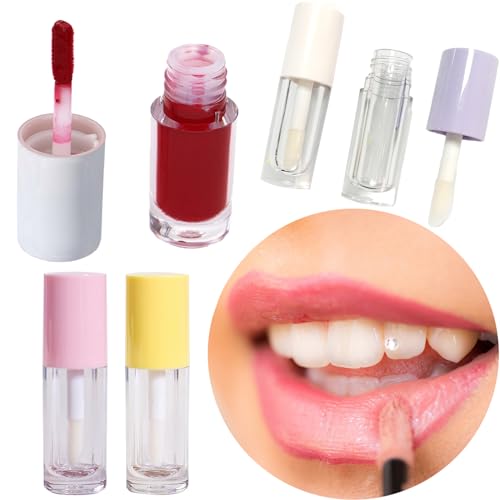 Qeuly 4Pcs 6ml Empty Lip Gloss Tubes with Wand & Colorful Caps