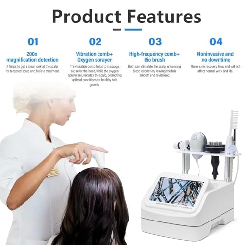 5-in-1 Skin Scalp Detector with 200X Magnification & Spectrum Analysis