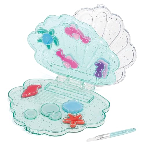 Aquatic Treasures Lip Gloss Palette - 10 Strawberry-Scented Colors, Clam-Shaped Case
