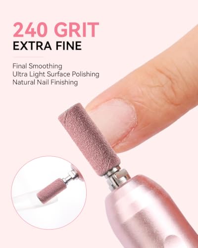 Makartt Nail Drill Bits Sanding Bands 100 Pcs #240 Grit (Pink) – 3.1mm Mandrel Included