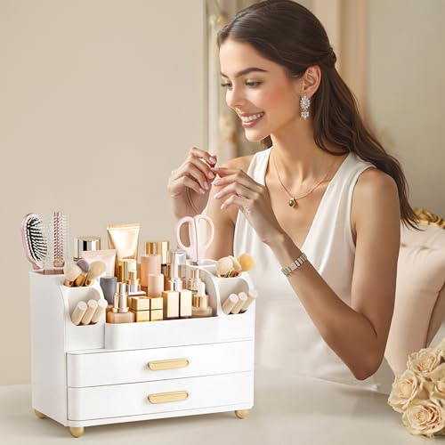 HBlife Makeup Organizer with Drawers & Brush Holder