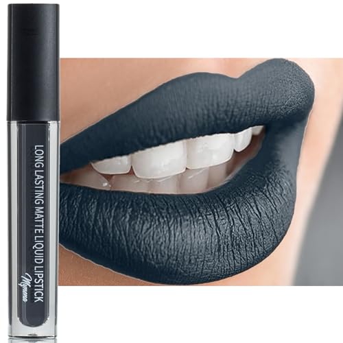 Mynena Black Long-Lasting Matte Liquid Lipstick | Intense Color, Smudge-Proof & Waterproof | Comfortable, Hydrating Shea Butter | Vegan & Cruelty-Free| Linda