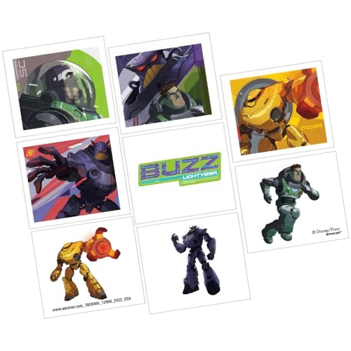 Lightyear Temporary Tattoos - 8 Pack Assorted Multicolor