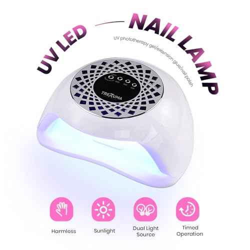 268W UV LED Nail Lamp for Gel Polish, Professional UV Nail Light with 57 Lamp Beads, Fast Nail Dryer with 4 Timer Settings, Automatic Sensor, Small and Portable, UV Nail Lamp for Home and Salon Use