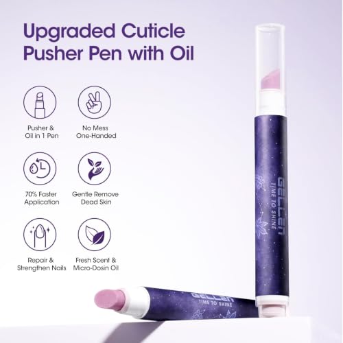 GELLEN 4-in-1 Ceramic Cuticle Pusher Pen with Micro-Dosing Cuticle Oil