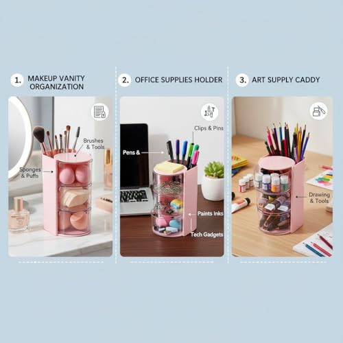 3-Layer Clear Hair Accessories Organizer with Brush Holder