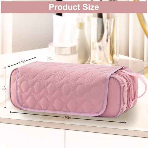 Large Capacity Hair Tools Travel Bag with Detachable Heat Resistant Mat, Double Layer Organizer Case for Flat Irons, Curling Irons, Hair Dryers, and Travel Carrying Case for Hair Tool Storage