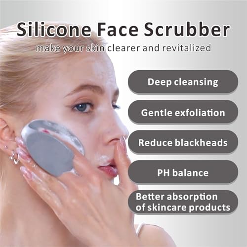 Silicone Face Scrubber 2-Pack, Manual Facial Exfoliator Brush