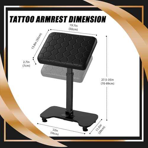 POARMEEY Tattoo Armrest Stand Hydraulic Device Height Adjustable Thickened Cushion Wood Grain Base Stability Strongly