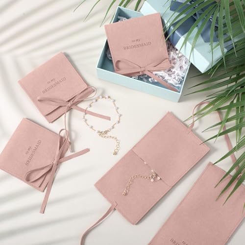 Quelay 16 Pcs Pearl Bracelet & Jewelry Bag Set for Bridesmaids