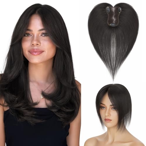 Human Hair Topper with Bangs for Thinning Hair | Clip-In