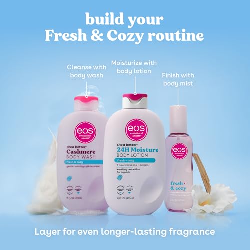 eos Fresh & Cozy Body & Hair Mist with Hyaluronic Acid & Glycerin - Moisturizing Vegan Body Spray for Women, 6 fl oz