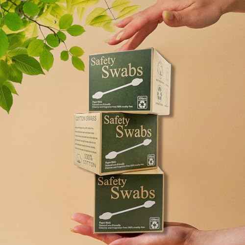 Safety Cotton Swabs with Large Tip 324PCS,Baby Cotton Buds With Natural Paper Stick For Newborn,Kids