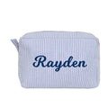 Personalized Seersucker Makeup Bag for Women - Custom Cosmetic Pouch