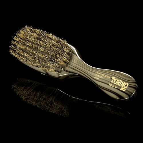 Torino Pro Wave Brush #8719-7 Row Medium bristles -100% Pure Boar Bristles - Great Workhorse for laying down your 360 Waves