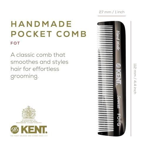 Kent Set Men's Hair Pocket Combs, 81T X-Small, FOT All Fine Tooth, 20T Fine Tooth Folding Comb. Best Hair, Beard and Mustache Grooming Kit for Travel and Home Care, Handmade in England