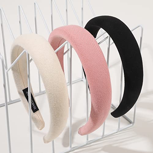 Ivyu Padded Headbands for Women- 3 Pcs Diademas Para Mujer De Moda Fashion Headband Hair Bands Neutral Puffy Headband