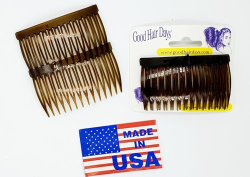 2 Pack Tortoise Shell Anti-Slip Side Combs 2 7/8 Inches for Hair Styling