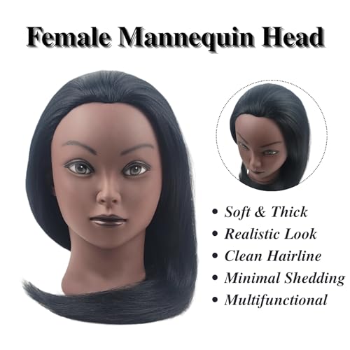 Leticia Mannequin Head for Braiding Practice - 16 Inch Black Hair