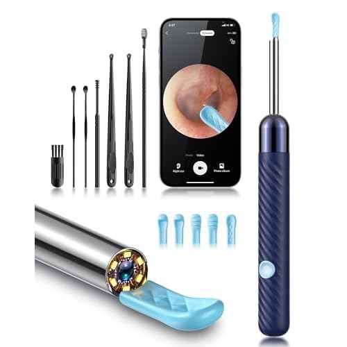 Ear Wax Removal Tool Camera - Ear Wax Removal Kit - Ear Cleaner with Camera - 1080P HD Ear Camera with 6 Ear Spoon - Ear Cleaner for iOS & Android
