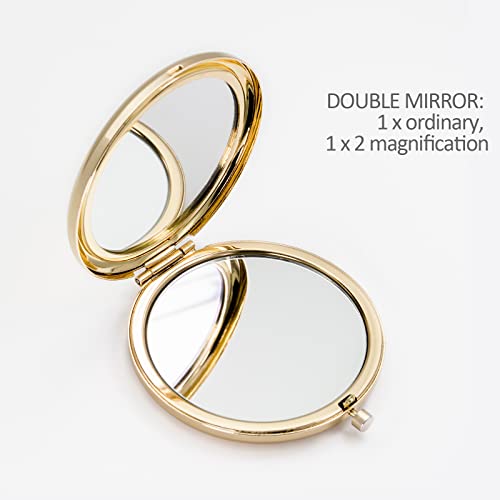 I Love You Wife Gold Compact Mirror with 2x Magnifying