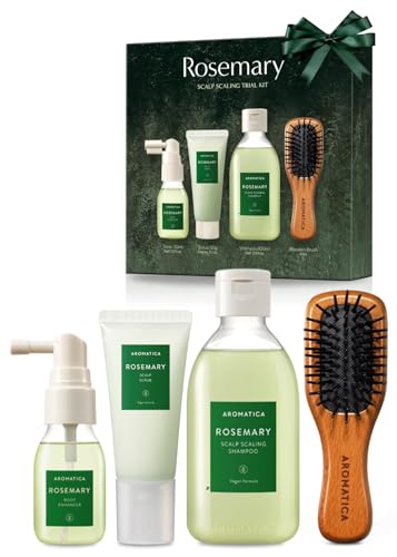 AROMATICA Rosemary Scalp Scrub Trial Kit with Wooden Brush