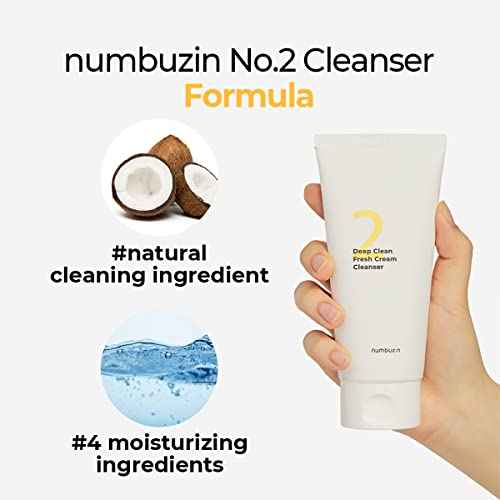 numbuzin No.2 Cleansing Foam | Deep Clean Fresh Cream Cleanser | Foam Cleanser, Gentle Exfoliation, Deep Cleansing, Natural Ingredients | Blackheads, Excess Oil, Dead Skin Cells | 4.05 fl. oz.