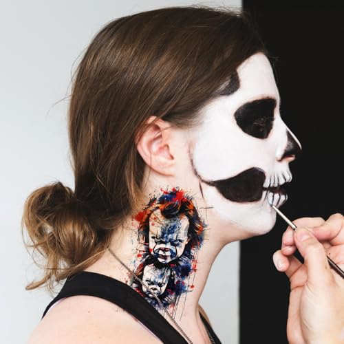 12-Sheet Halloween-Themed Temporary Tattoo Stickers ? Scary Fake Tattoos for Halloween, Cosplay, and Festivals ? Perfect for Kids and Adults