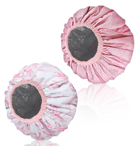 Deep Conditioning Hair Cap Set - 2 Waterproof Shower Caps