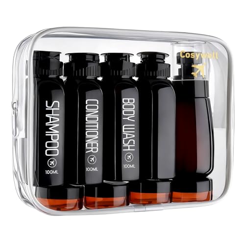 Cosywell TSA Approved Travel Bottles Set - 10PCS, 100ml Shampoo, Conditioner, Body Wash