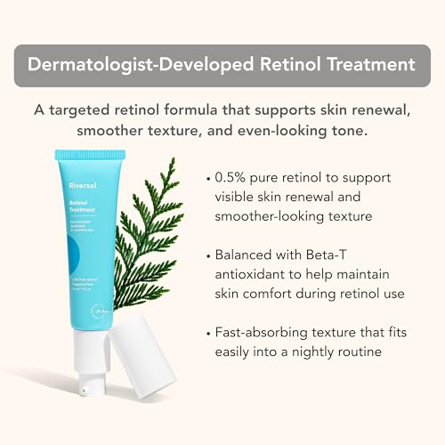 Riversol Retinol Night Cream | Gentle 0.5% Retinol for Face & Eye Area | Anti-Aging Treatment for Fine Lines & Wrinkles | Developed for Sensitive Skin