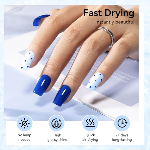 Blue Shades Nail Polish Set - Quick-Dry, No Lamp Needed - Blue Collection